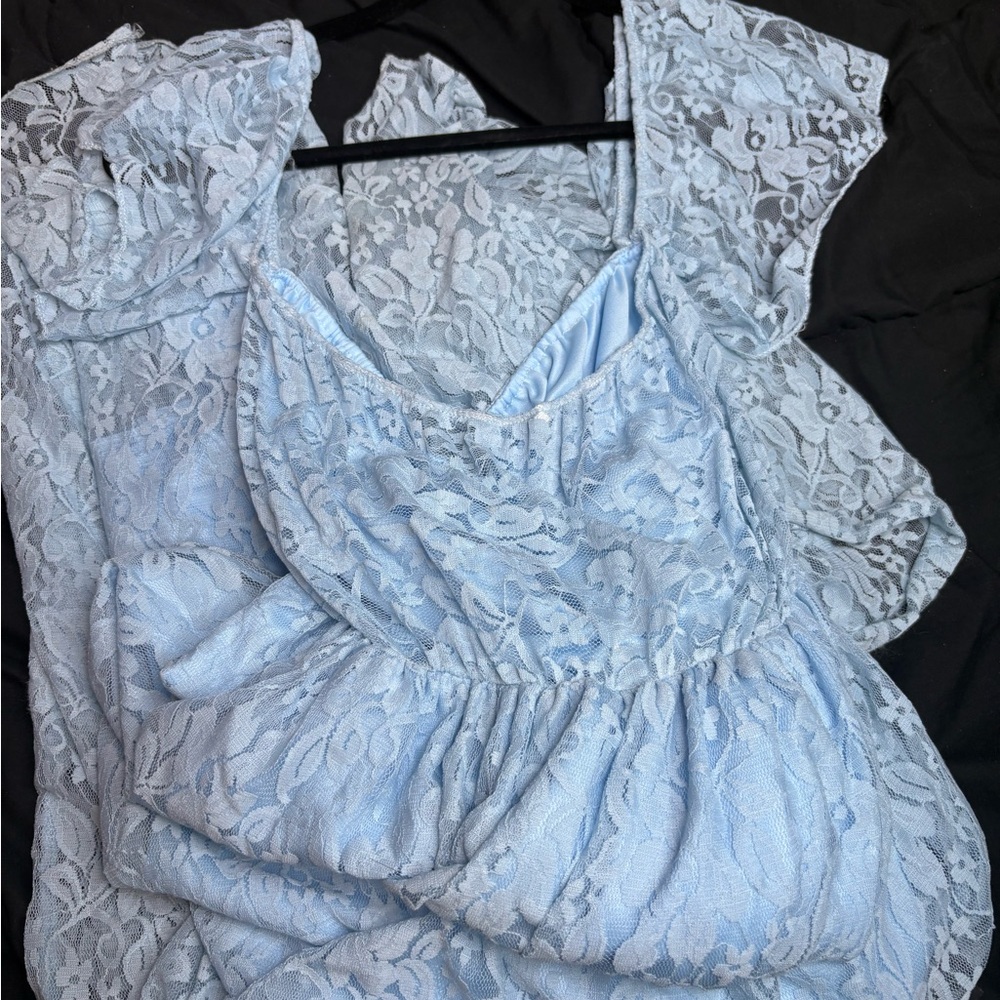 Elegant Lace Women maxi dress in Light Blue